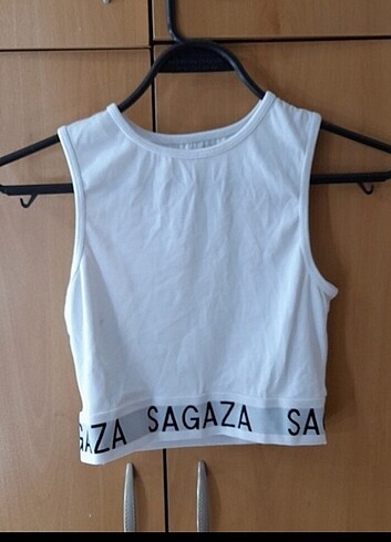 Sagaza Madrid Sagaza siyah ve beyaz crop bluz