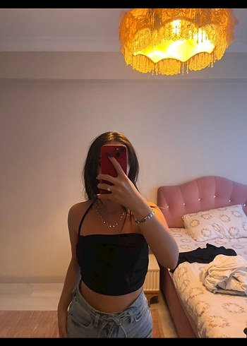 s Beden mor Renk Mor Strappy Crop Top Kadın