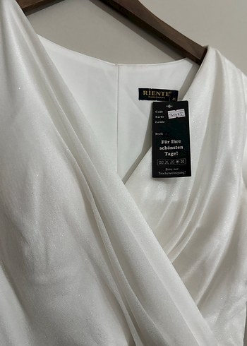 Uzun Kollu Beyaz Drapeli V Yaka Kadın Elbise - Görsel 3