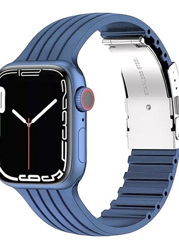 Beden Renk Apple watch Metal Klipsli Silikon Kordon 42,44,45,49 MM uyumlu