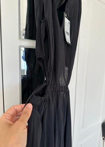 Diğer Siyah V Yaka Uzun Kadın Tulum