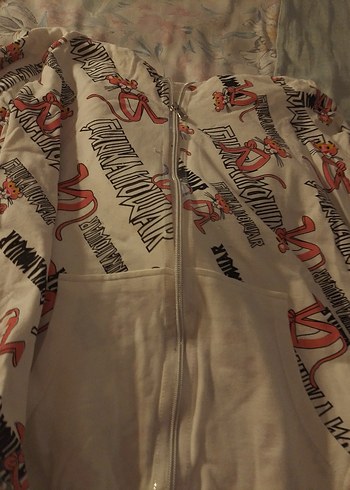 Baskılı Fermuarlı Sokak Stili Beyaz Kedi Kıyafeti Yoyoso marka - Görsel 8