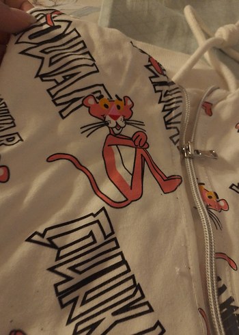 Baskılı Fermuarlı Sokak Stili Beyaz Kedi Kıyafeti Yoyoso marka - Görsel 3