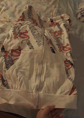 Baskılı Fermuarlı Sokak Stili Beyaz Kedi Kıyafeti Yoyoso marka - Görsel 6