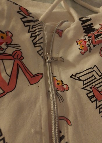 Baskılı Fermuarlı Sokak Stili Beyaz Kedi Kıyafeti Yoyoso marka - Görsel 2