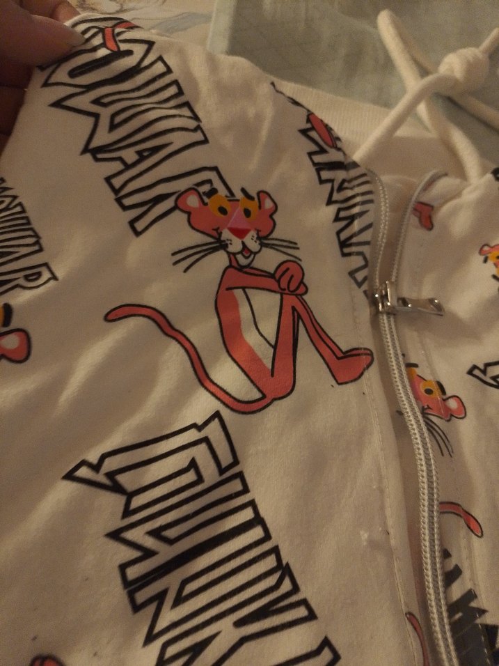 Baskılı Fermuarlı Sokak Stili Beyaz Kedi Kıyafeti Yoyoso marka - Görsel 3