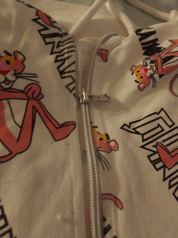 Baskılı Fermuarlı Sokak Stili Beyaz Kedi Kıyafeti Yoyoso marka - Görsel 2