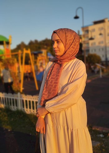 Diğer Bej Pilili Uzun Pamuklu Elbise