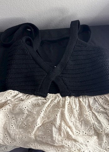 Siyah Örgü boyundan bağlamalı üst - Görsel 2