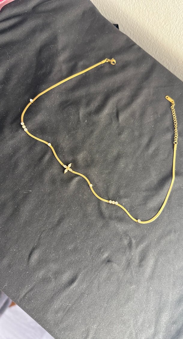 Zincir Detaylı Uzun Altın Kadın Kolye - Görsel 3