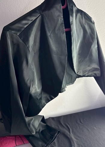 Kızlar için Siyah Drapeli Goth Bolero - Görsel 2