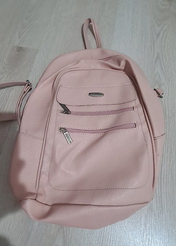 Pembe Deri Kadın Sırt Çantası