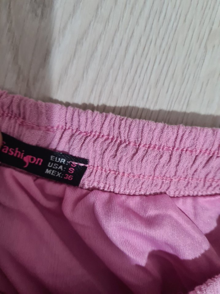 Pembe Keten Uzun Fırfırlı Etek - Görsel 3