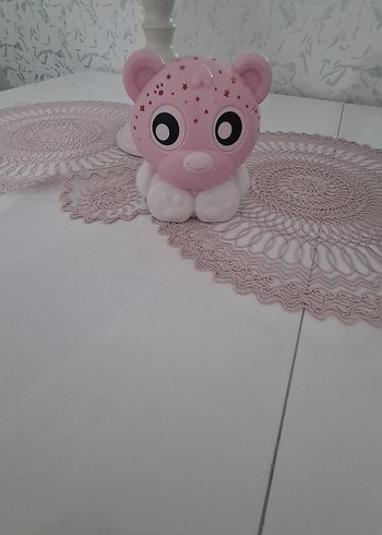 Pastel Pembe Ayı Figürü gece lambası pilli ışıklı - Görsel 4