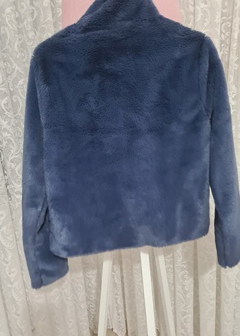 Mavi Yaka Detaylı Kadın Peluş Mont - Görsel 3