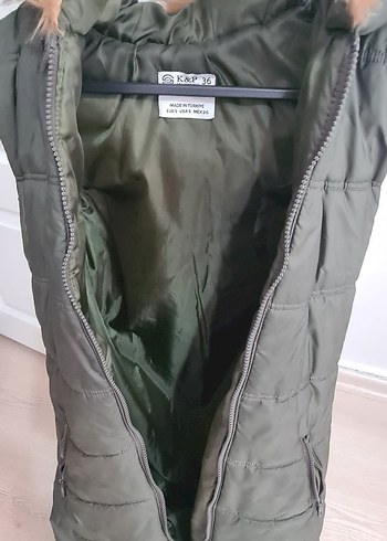 Kürk Detaylı Gri Uzun Kadın Kışlık yelek - Görsel 4