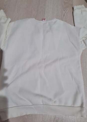 Kız Çocuk Beyaz Pamuklu Fırfırlı Sweatshirt - Görsel 5