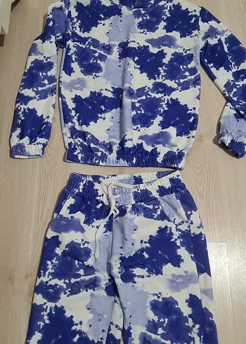 Kızlar için Mavi Batik Desenli Salaş Eşofman Takımı - Görsel 5