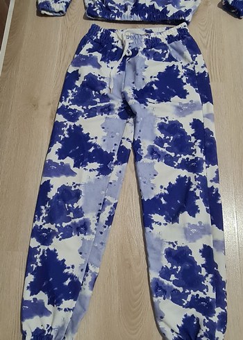 Kızlar için Mavi Batik Desenli Salaş Eşofman Takımı - Görsel 3