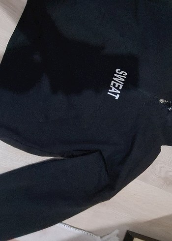 Siyah Fermuarlı Mini Sweatshirt - Görsel 4