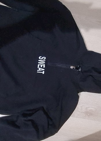 Siyah Fermuarlı Mini Sweatshirt - Görsel 2