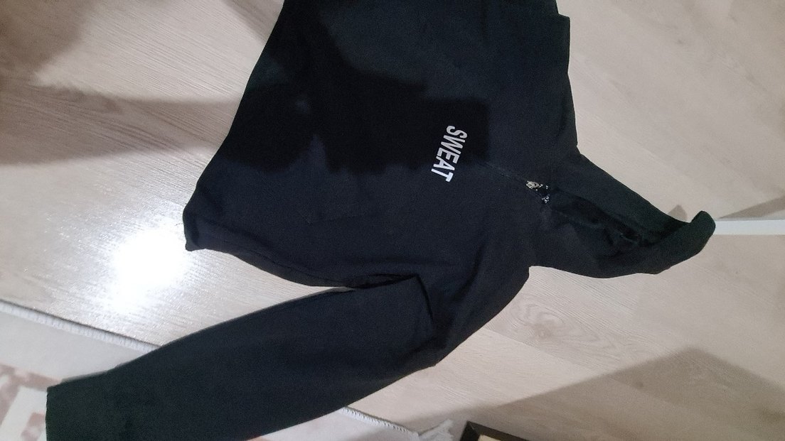 Siyah Fermuarlı Mini Sweatshirt - Görsel 4