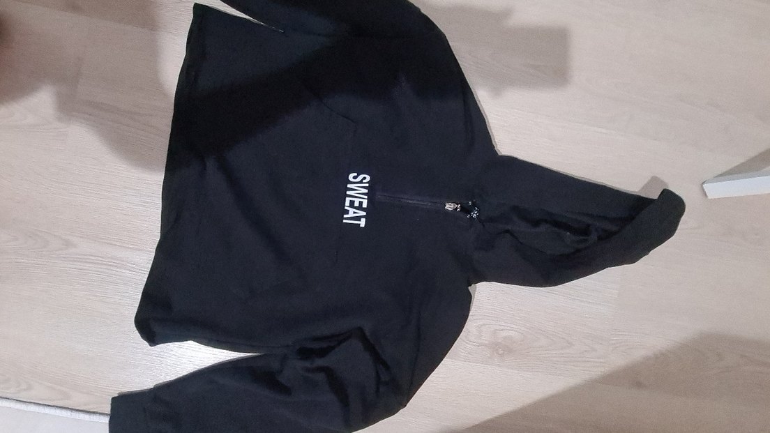 Siyah Fermuarlı Mini Sweatshirt - Görsel 2