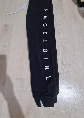 Siyah Angel Girl Baskılı Rahat kız çocuk Eşofman - Görsel 3