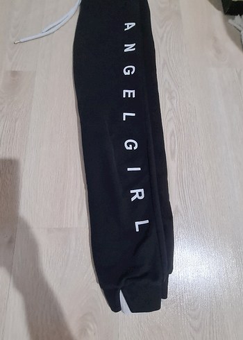 Siyah Angel Girl Baskılı Rahat kız çocuk Eşofman - Görsel 2