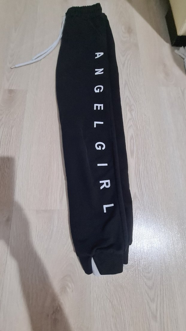 Siyah Angel Girl Baskılı Rahat kız çocuk Eşofman - Görsel 2