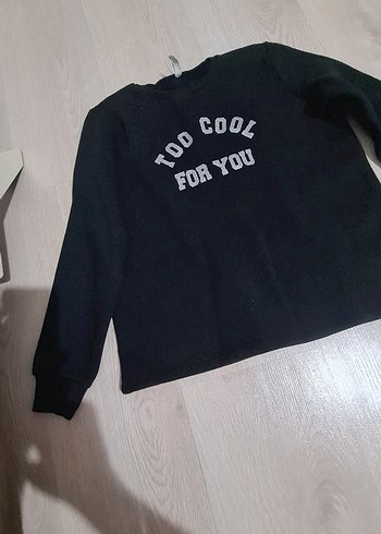 Siyah Baskılı  Sweatshirt 10 11 yaş - Görsel 3