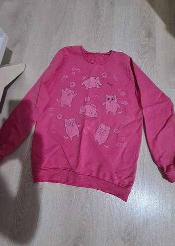 Kız Çocuk Pembe Baskılı Sweatshirt - Görsel 2