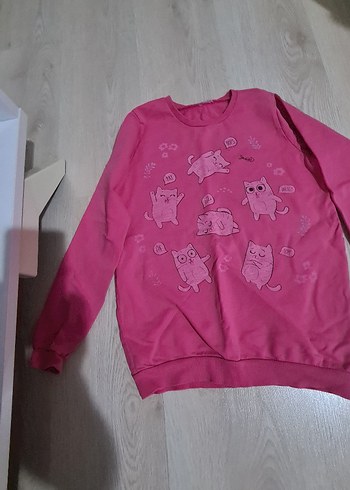 Kız Çocuk Pembe Baskılı Sweatshirt - Görsel 3