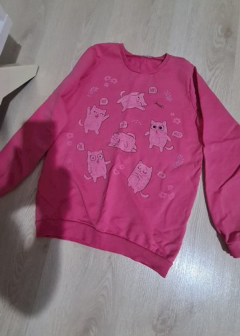 Kız Çocuk Pembe Baskılı Sweatshirt - Görsel 4