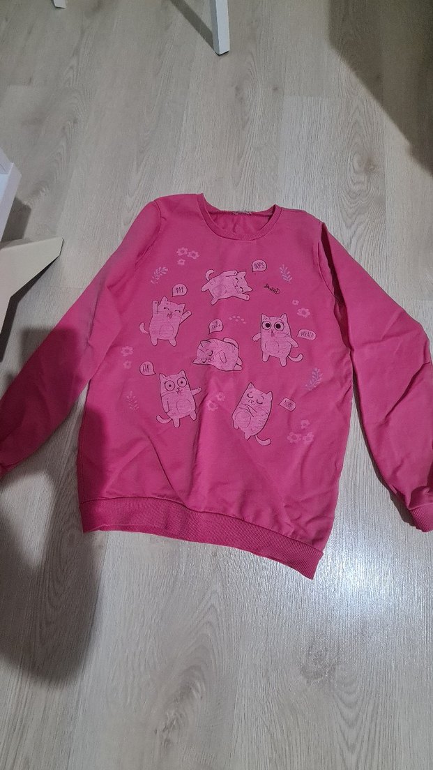 Kız Çocuk Pembe Baskılı Sweatshirt - Görsel 2