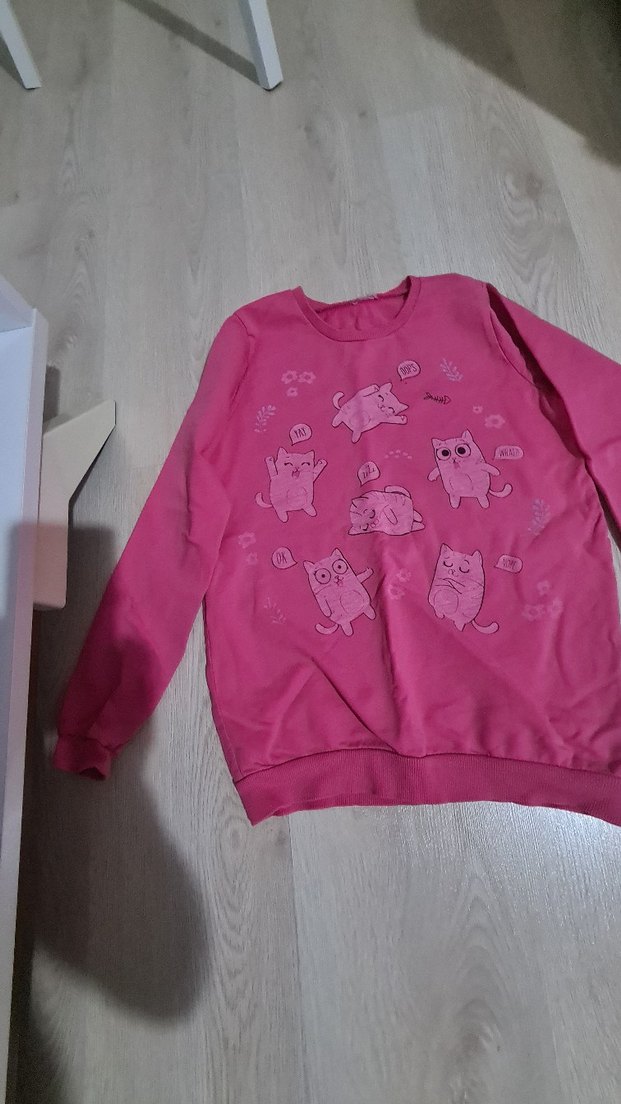 Kız Çocuk Pembe Baskılı Sweatshirt - Görsel 3