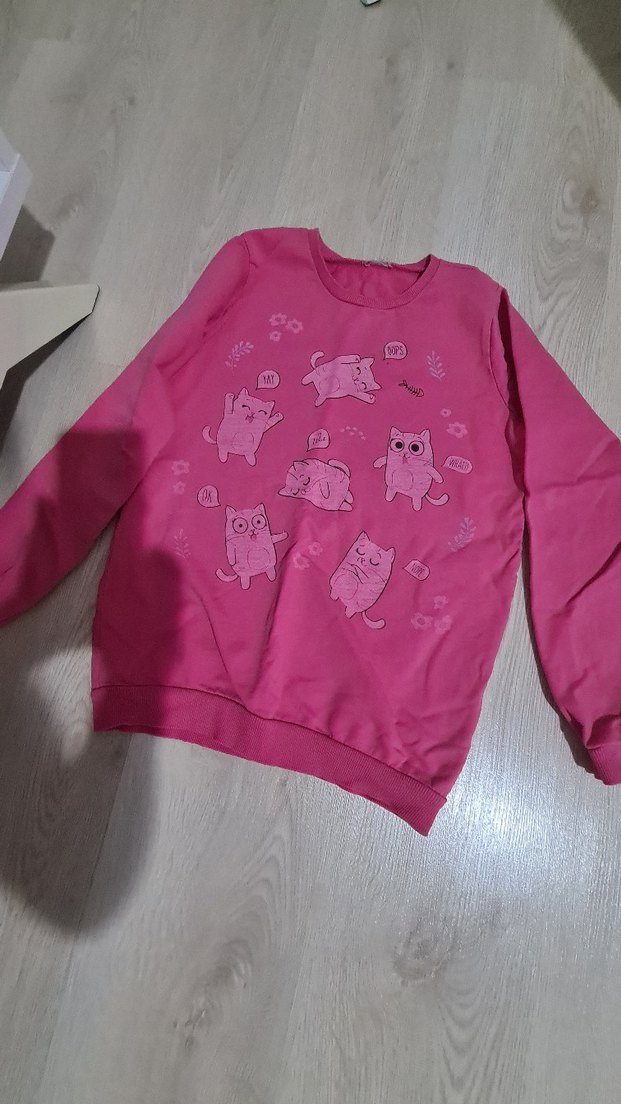 Kız Çocuk Pembe Baskılı Sweatshirt - Görsel 4
