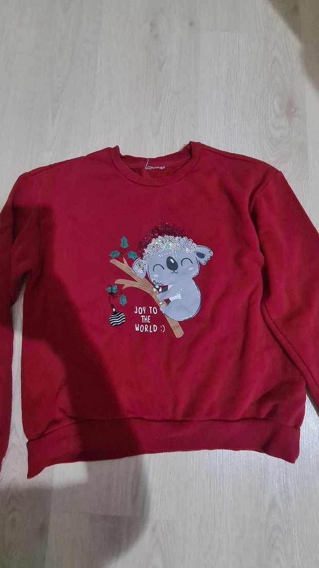 Kız Çocuk Kırmızı Baskılı Sweatshirt - Görsel 2