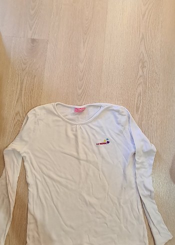 LC Waikiki Kız Çocuk Beyaz Uzun Kollu Baskılı Tişört
