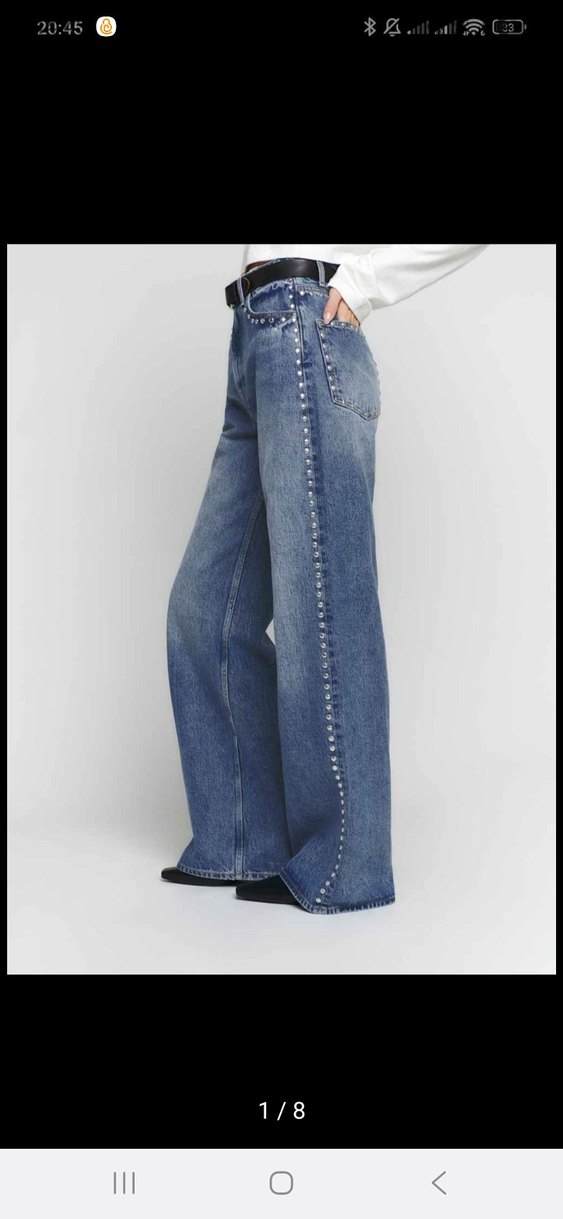 Düğmeli Bol Kesim Midi Kot Pantolon - Görsel 4