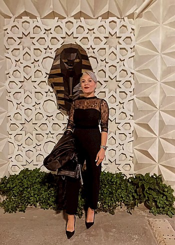 Dantel Detaylı Siyah Gotik Uzun Tulum - Görsel 2