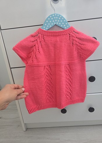 Kız Çocuk Pembe Kısa Kollu Triko Hırka - Görsel 4