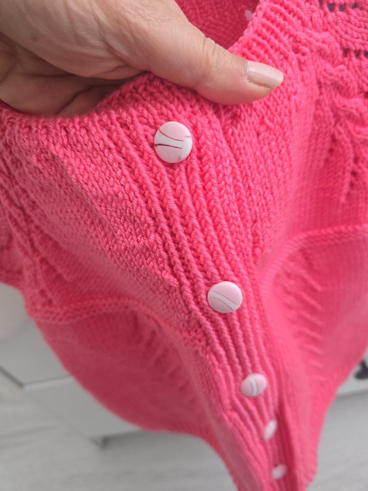 Kız Çocuk Pembe Kısa Kollu Triko Hırka - Görsel 3