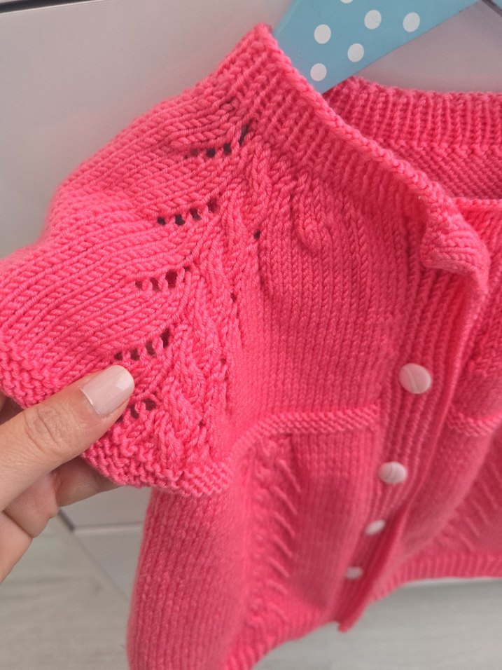 Kız Çocuk Pembe Kısa Kollu Triko Hırka - Görsel 2