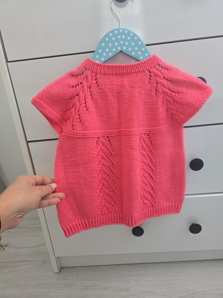 Kız Çocuk Pembe Kısa Kollu Triko Hırka - Görsel 4