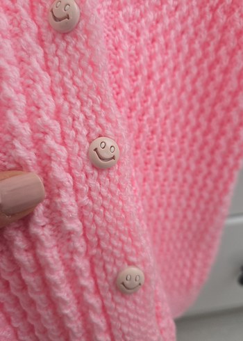 Kızlar için Pembe Triko Kolsuz Süveter - Görsel 2
