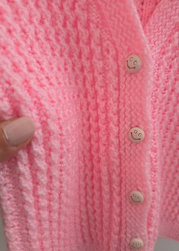 Kızlar için Pembe Triko Kolsuz Süveter - Görsel 3