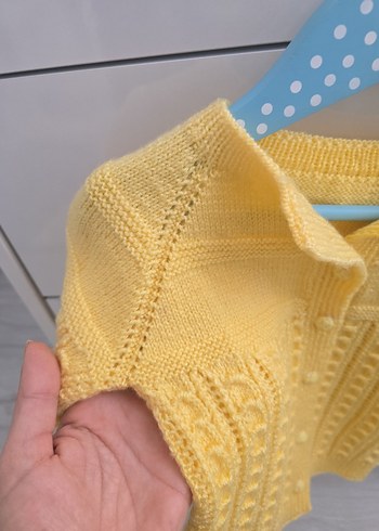 Sarı Örgü Kız Çocuk Hırka - Görsel 2