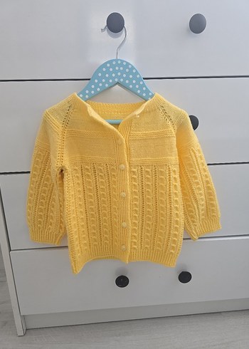 Sarı Örgü Kız Çocuk Hırka - Görsel 4