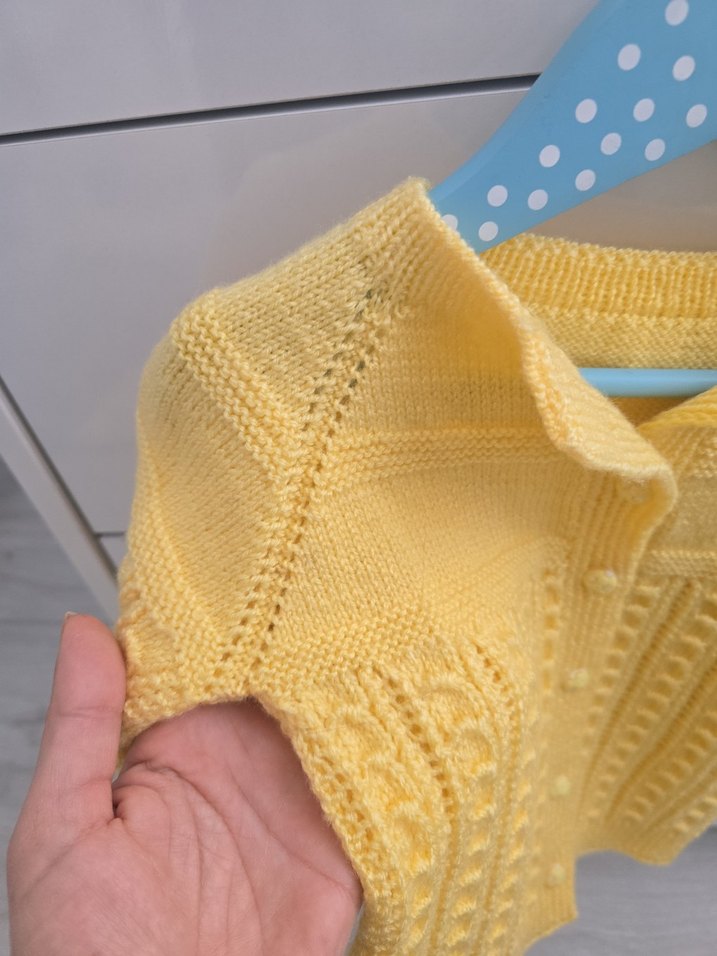 Sarı Örgü Kız Çocuk Hırka - Görsel 2